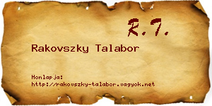 Rakovszky Talabor névjegykártya